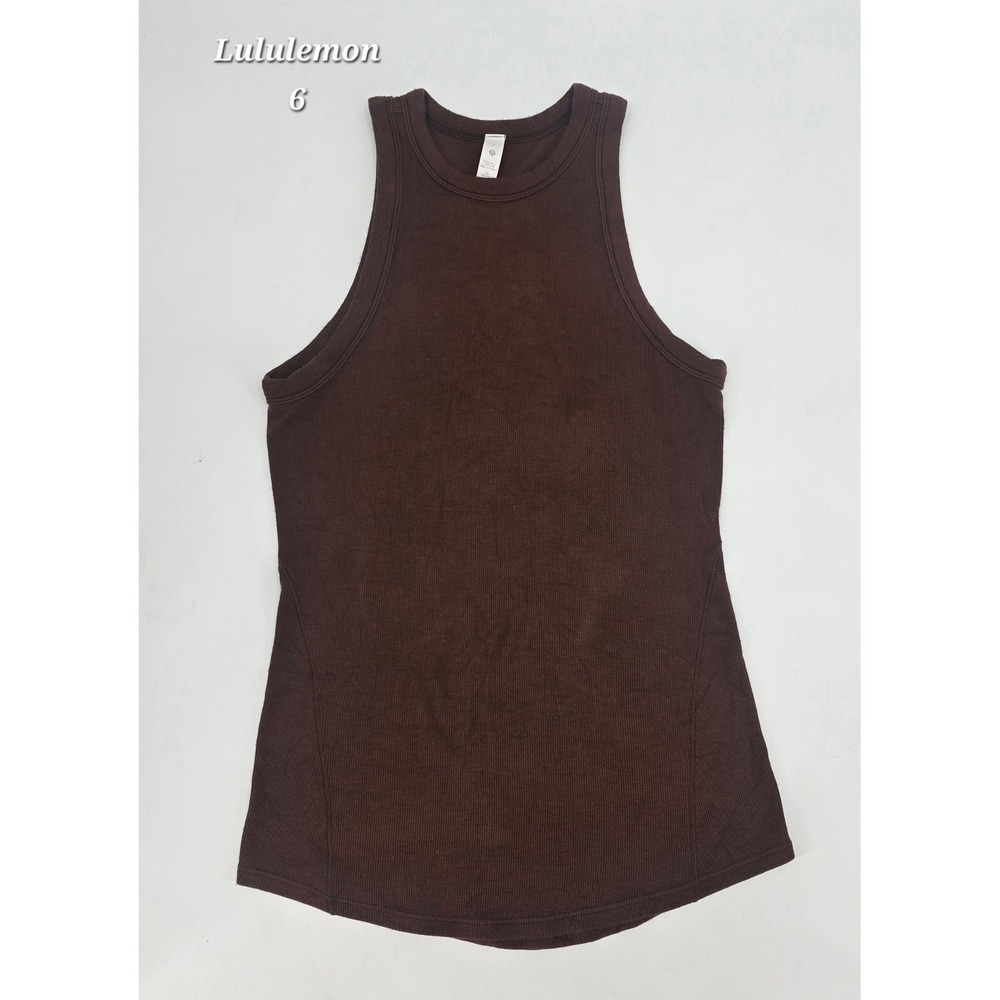 Lululemon Hold Tight Tank Top Java Brown Ribbed Quiet Luxury Minimalist Size 6